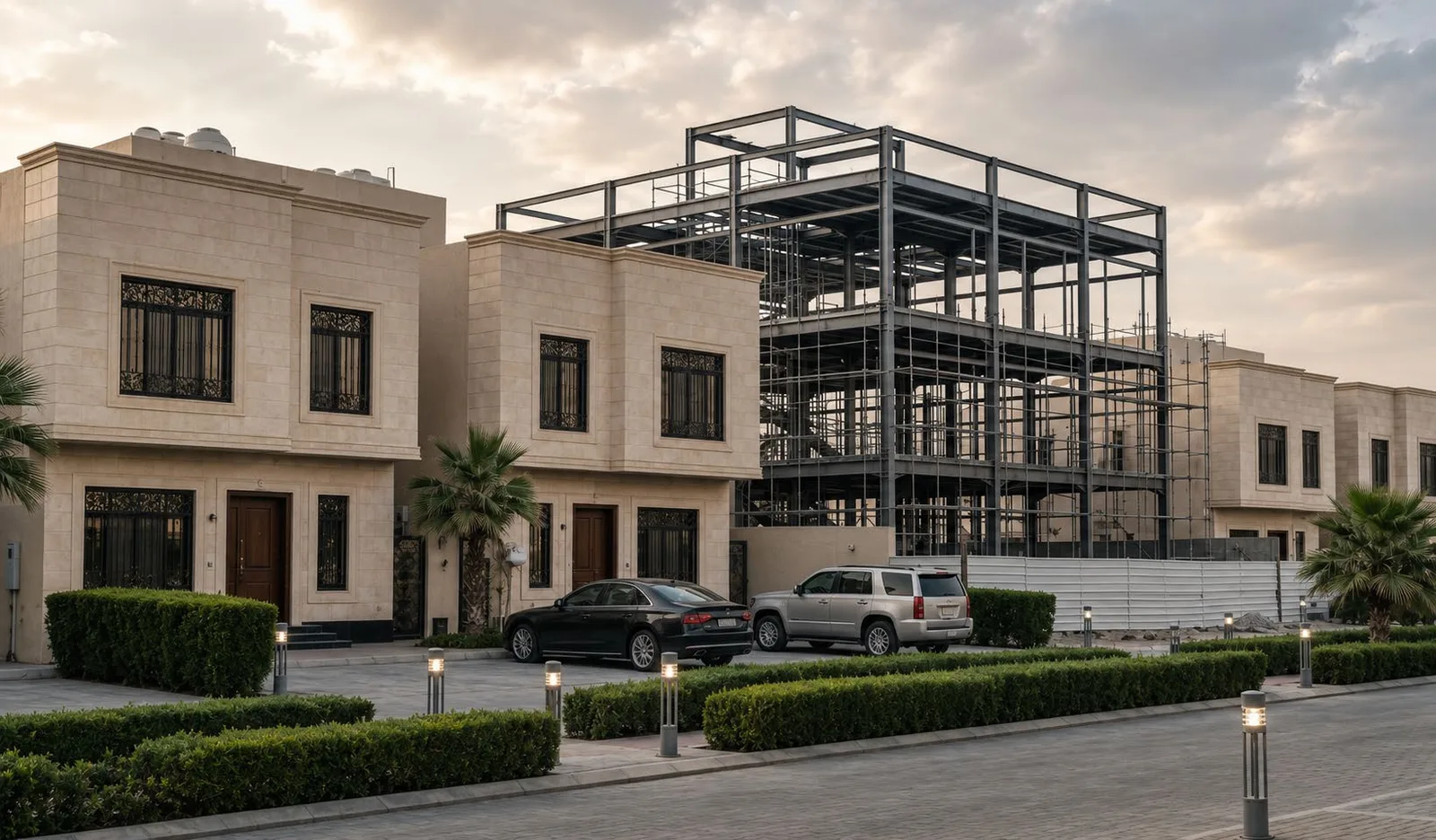 Light-gauge steel villa frame under construction